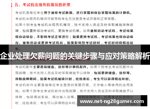 企业处理欠薪问题的关键步骤与应对策略解析