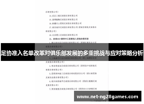 足协准入名单改革对俱乐部发展的多重挑战与应对策略分析